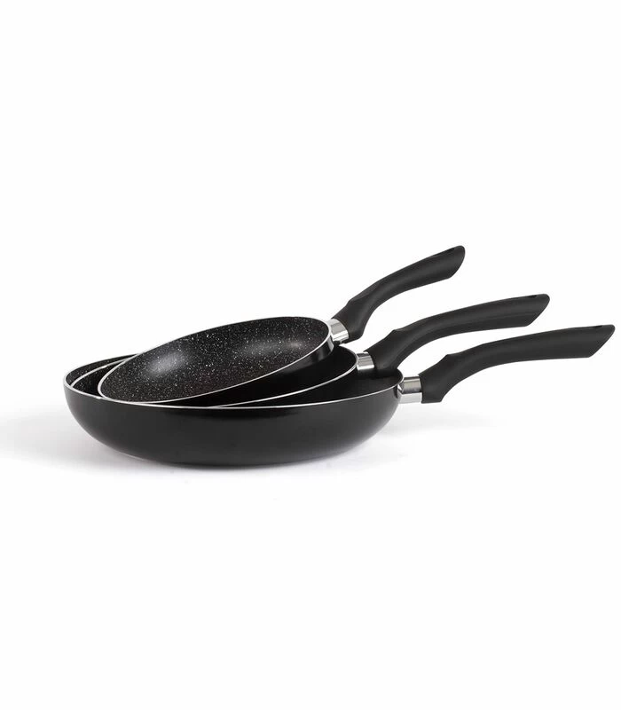 LIVOO Set Van 3 Pannen Met Steenlook 3 LIVOO Set Van 3 Pannen Met Steenlook