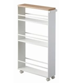 Yamazaki Slim Trolley With Grip - Tower - White