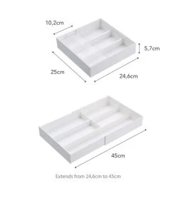 Yamazaki Extendable Cutlery Tray With Slide - Tower - White -Palmer Winkel 25bb1595ceb74e48ab3a2b5f2efba968
