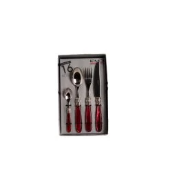 Bestekset Mona Lisa 18/10 16-delig Rood Zilver 4-persoons -Palmer Winkel 426704d4767744818bacb0f1df20be54