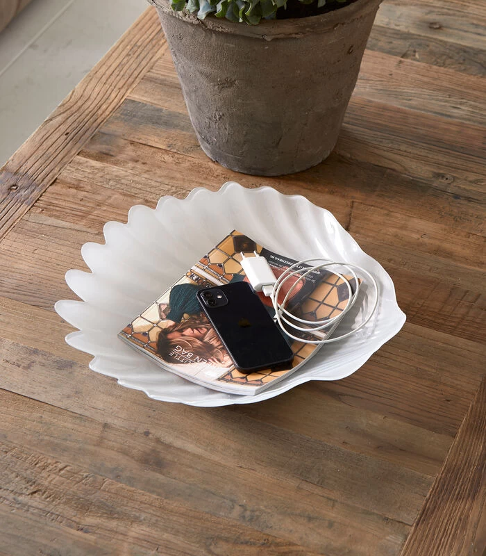 Decoratieve Schaal, Serveerschaal Zee Schelp - Beach Shell - Wit 4 Decoratieve Schaal, Serveerschaal Zee Schelp - Beach Shell - Wit - Afbeelding 2