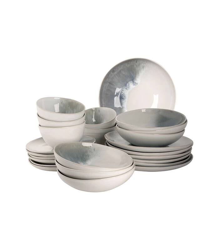 Palmer Serviesset Nordic Stoneware 6-persoons 24-delig Wit Groen 3 Palmer Serviesset Nordic Stoneware 6-persoons 24-delig Wit Groen