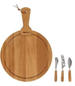 Kaasset Rond Friends - Kaasplank Met Kaasmesjes - Bruin - 29.5 Cm
