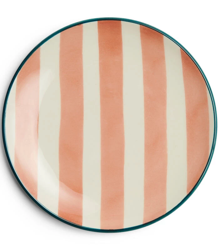 Ontbijtbord Gestreept - Ravello - Roze - Keramiek 3 Ontbijtbord Gestreept - Ravello - Roze - Keramiek