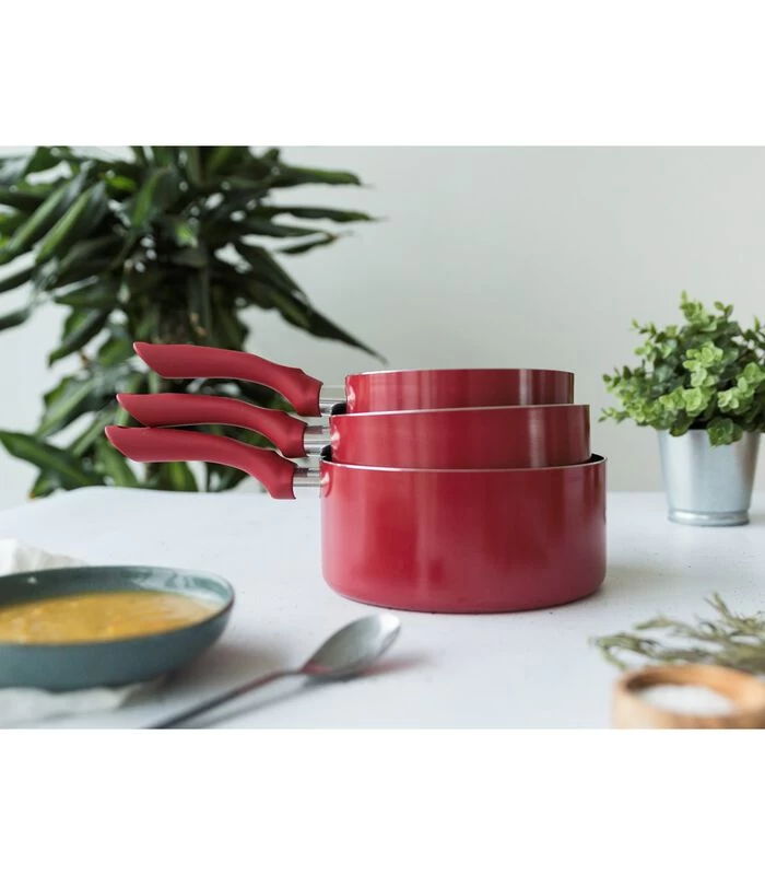 LIVOO Set Van 3 Kookpotten Met Steenlook 7 LIVOO Set Van 3 Kookpotten Met Steenlook - Afbeelding 5