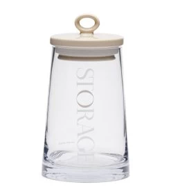 Voorraadpot Glas Met Beige Deksel - Loft - Transparant - Maat S