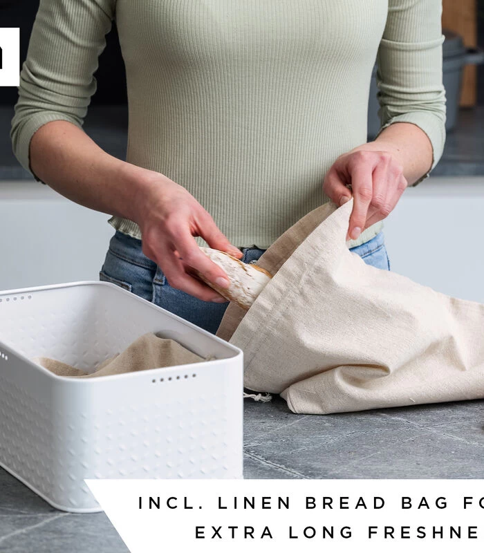 Metalen Broodtrommel Met Linnen Broodzak 'Glæde' 4 Metalen Broodtrommel Met Linnen Broodzak 'Glæde' - Afbeelding 2