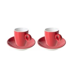 Espressokop En Schotel Bart Colour Cafe 6.5 Cl - 11 Cm Rood Porselein 2 Stuk(s)