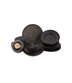 Palmer Serviesset Houston Stoneware 6-persoons 24-delig Zwart Grijs
