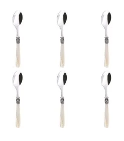 Koffielepel Mona Lisa 14.4 Cm 18/10 Zilver Offwhite 6 Stuk(s)