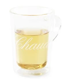 Dubbelwandig Theeglas, Koffieglas Tekst - C'est Chaud - 270 Ml