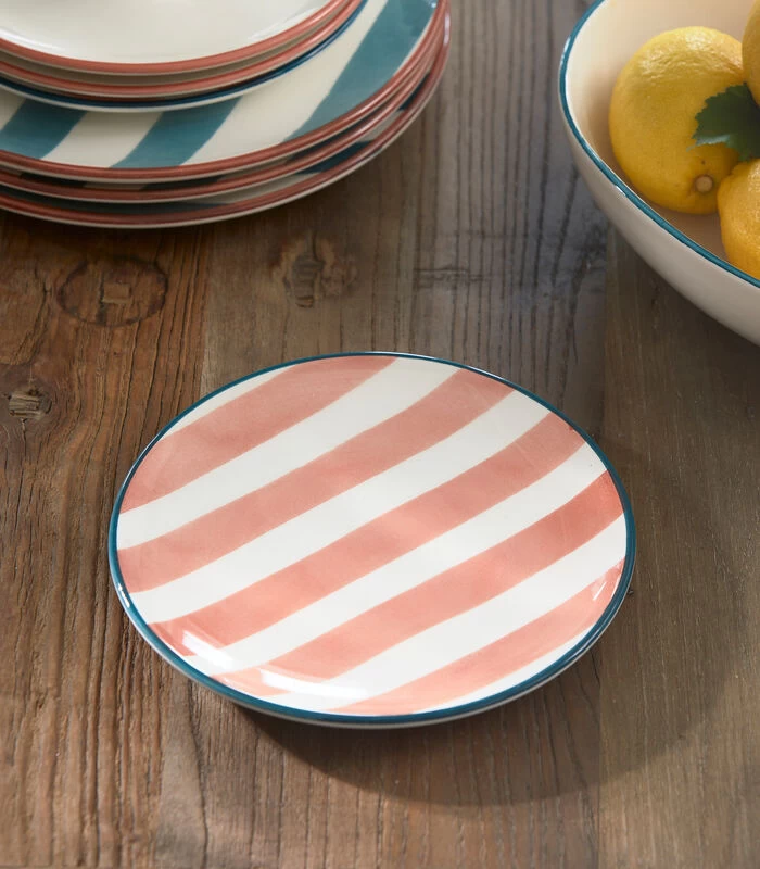 Ontbijtbord Gestreept - Ravello - Roze - Keramiek 4 Ontbijtbord Gestreept - Ravello - Roze - Keramiek - Afbeelding 2