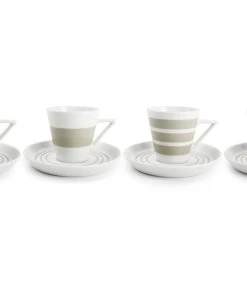 Kop 19cl En Schotel Sage Green Stripes - Set/4