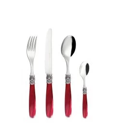 Bestekset Mona Lisa 18/10 16-delig Rood Zilver 4-persoons