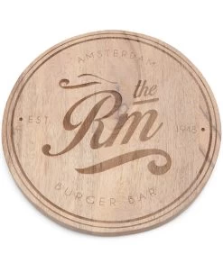 Serveerplank Rond Hout Voor Hamburger - Amsterdam Burger Bar - Bruin