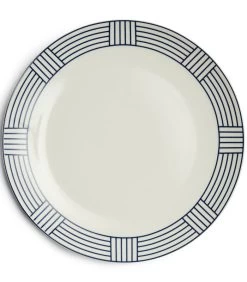 Bord, Dinerbord Gestreept - Shoreline - Blauw/ Wit - 1 Stuk