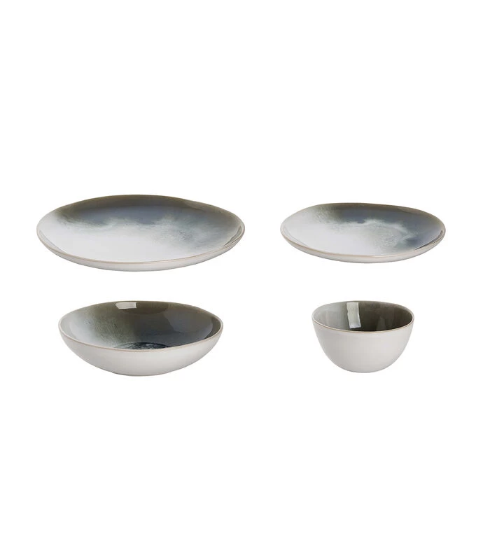 Palmer Serviesset Nordic Stoneware 6-persoons 24-delig Wit Groen 4 Palmer Serviesset Nordic Stoneware 6-persoons 24-delig Wit Groen - Afbeelding 2